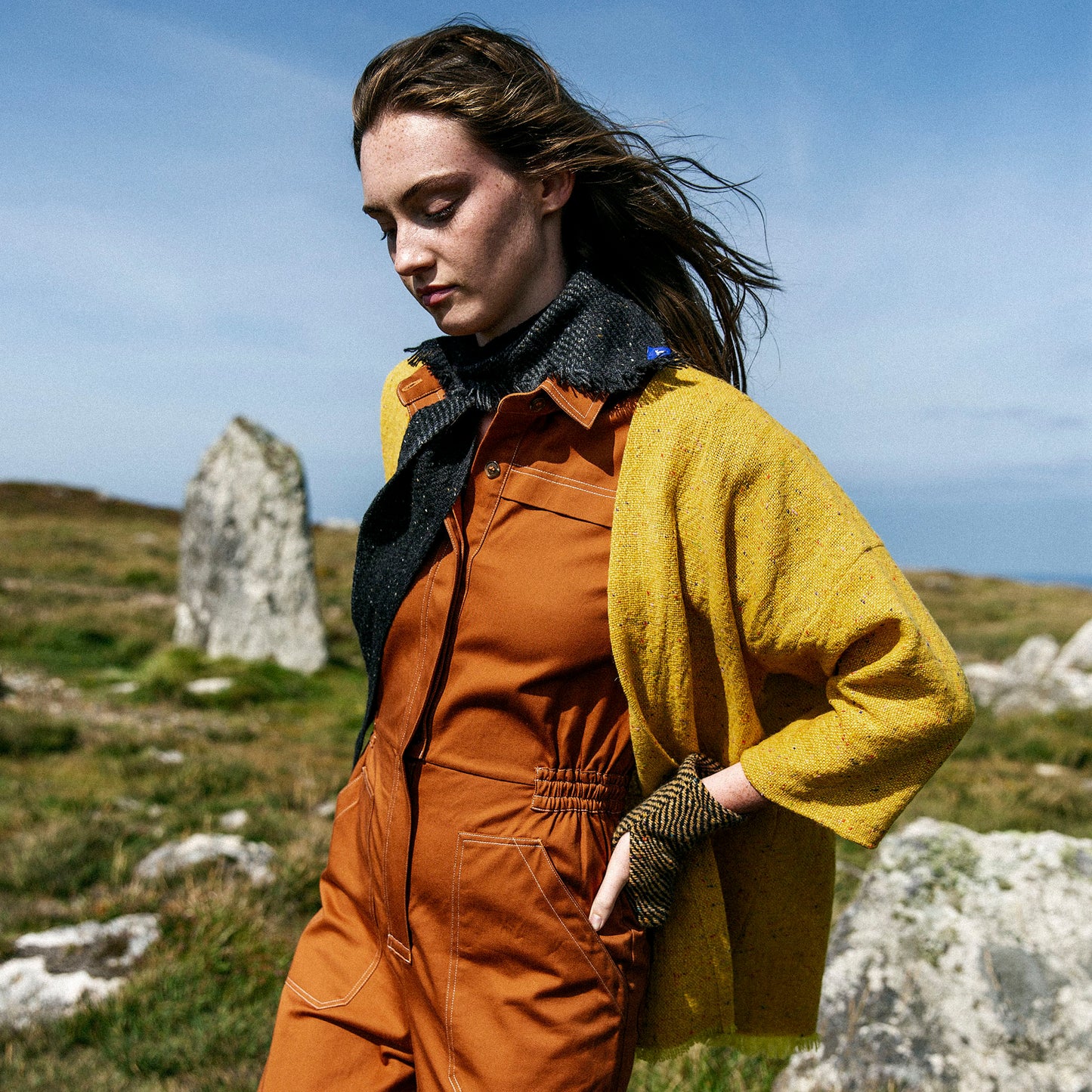 Small Fleck Dark Twill Triangle Scarves