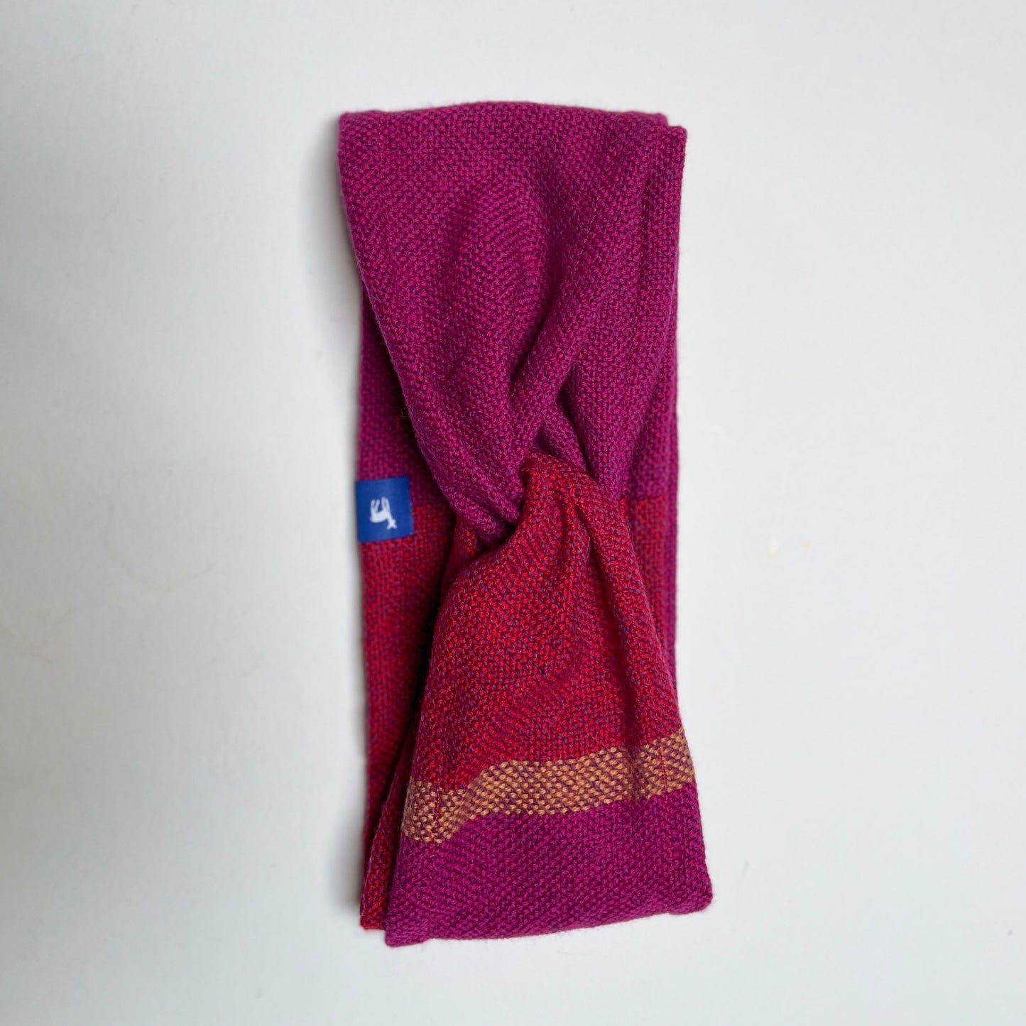 Pink red block headband with orange stripe