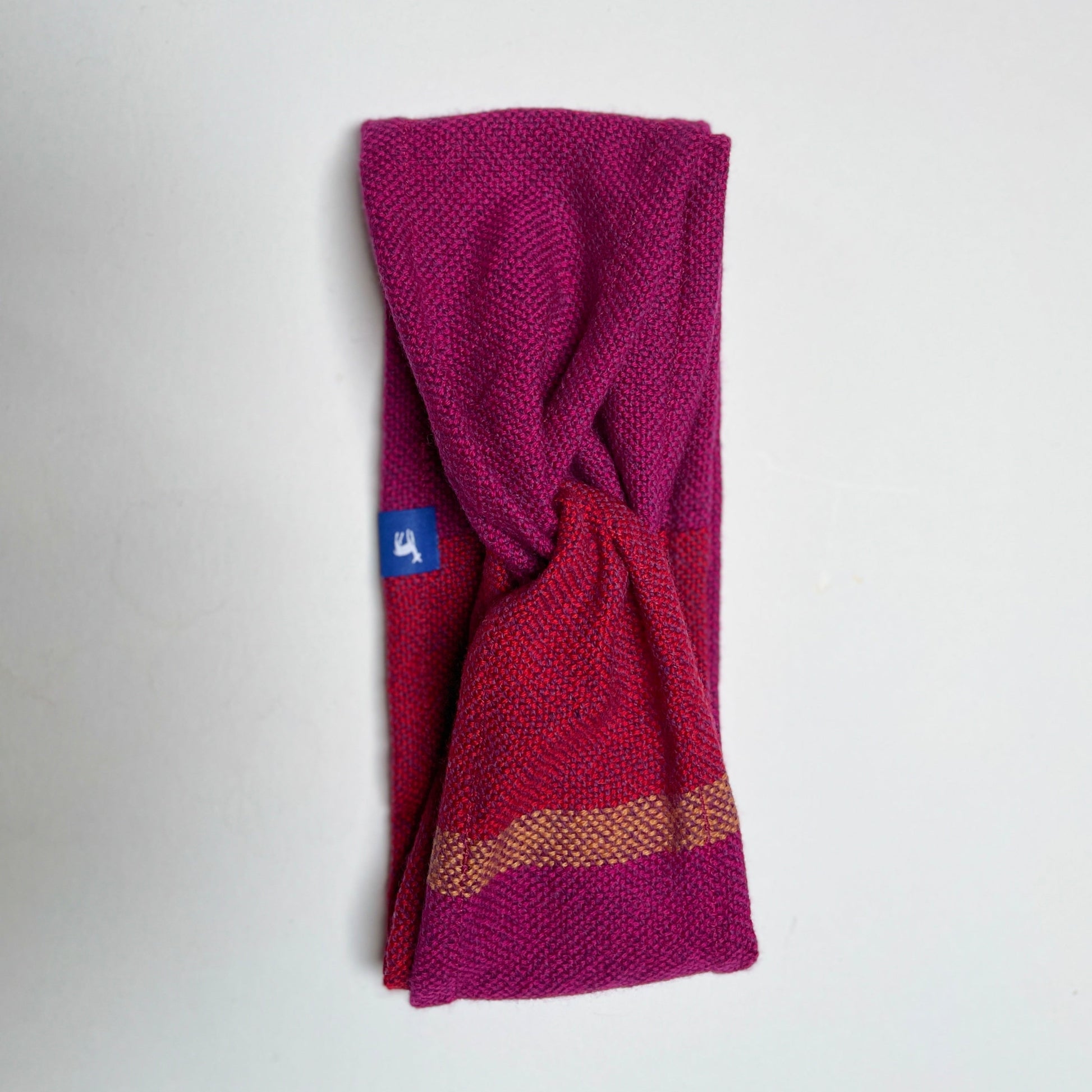 Pink red block headband with orange stripe