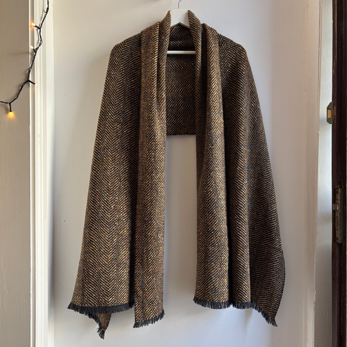 Herringbone fleck large scarf/shawl