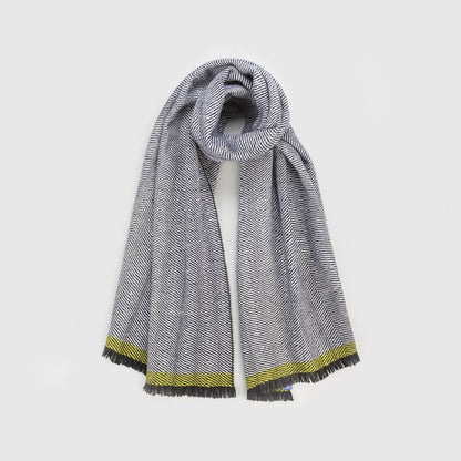 Herringbone silky dark large scarf/shawl
